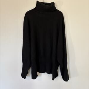 Topshop‎ Oversized Turtle Neck Knit Wide Arm Black Slouchy Chunky Sweater Size M